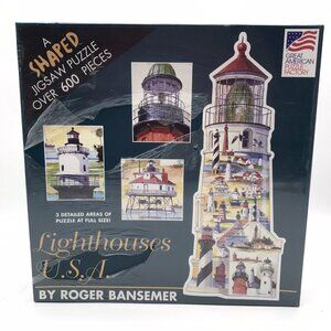 Vintage USA Lighthouse Jigsaw Puzzle 600+ Pieces America Ocean New Sealed READ